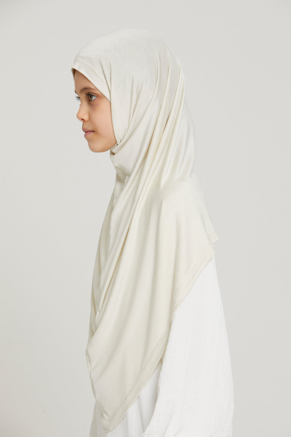 Khimar Jersey Premium Filles Junior - Blanc Cassé
