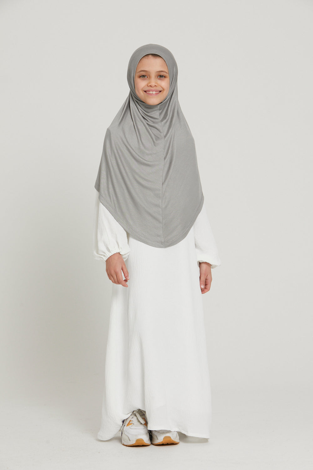 Khimar Jersey Premium Filles Junior - Argenté/Gris