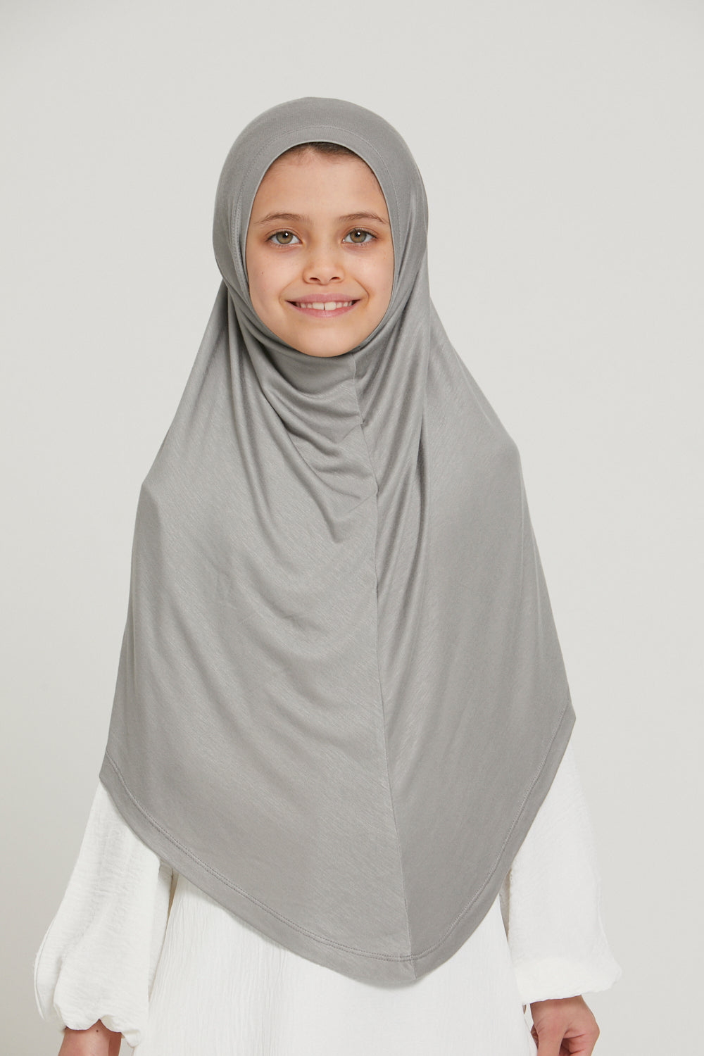 Khimar Jersey Premium Filles Junior - Argenté/Gris