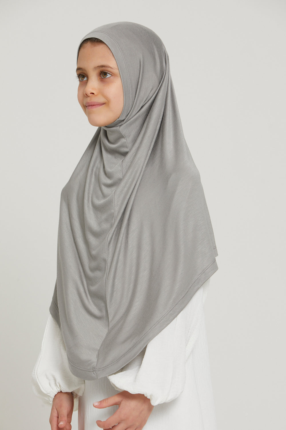 Khimar Jersey Premium Filles Junior - Argenté/Gris