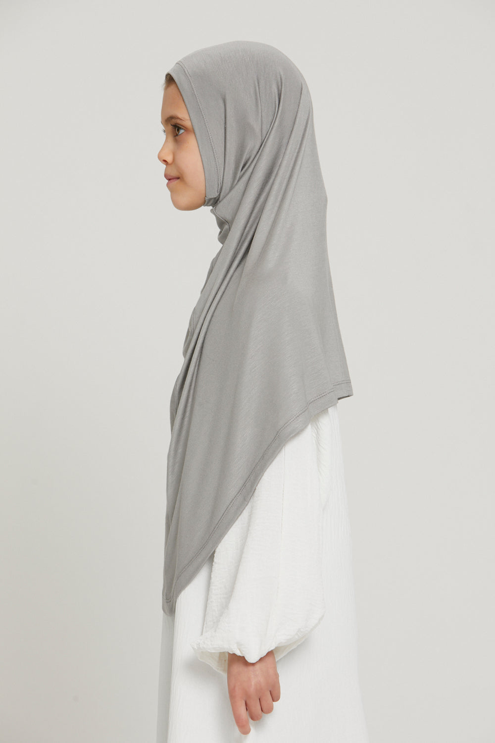 Khimar Jersey Premium Filles Junior - Argenté/Gris