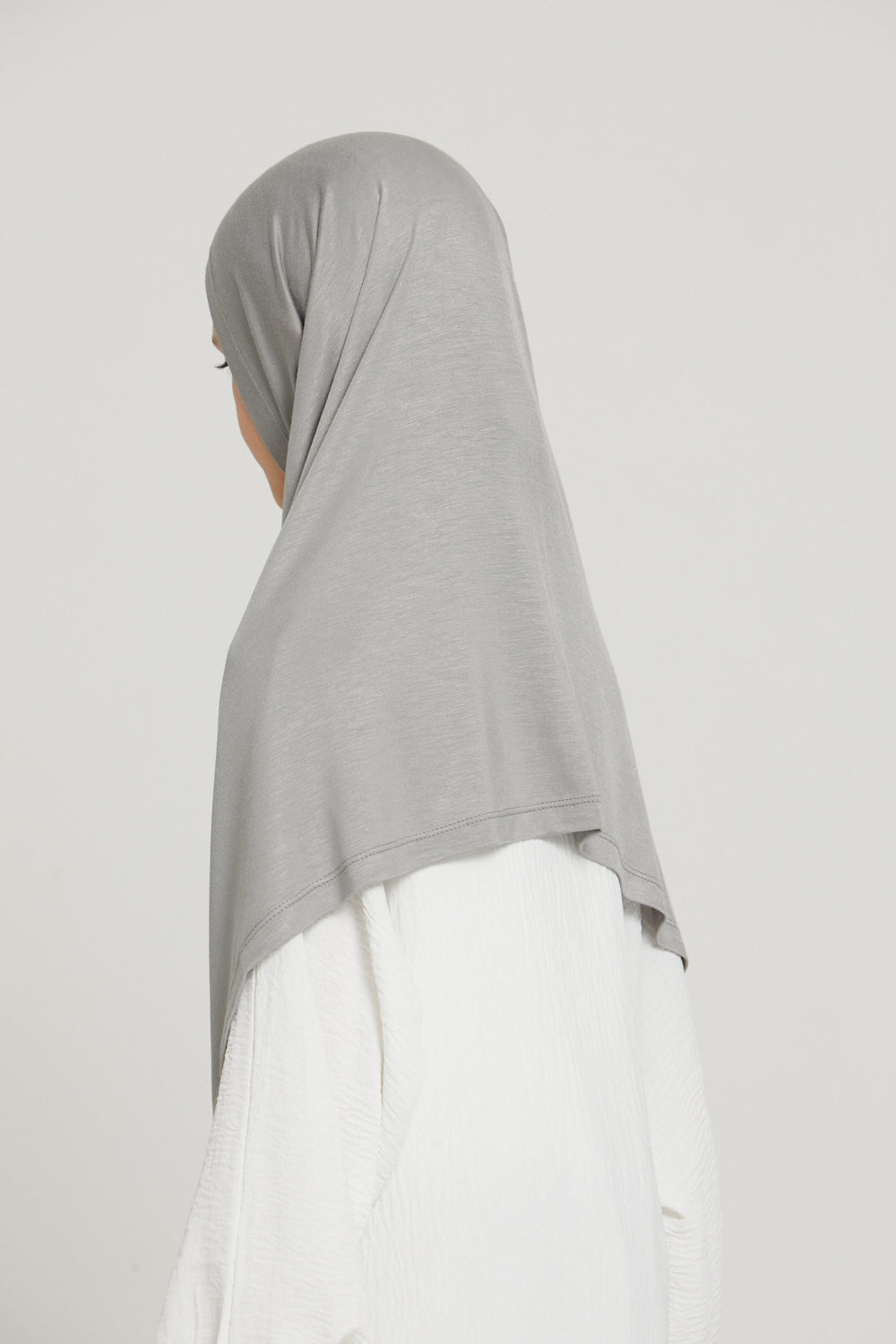 Khimar Jersey Premium Filles Junior - Argenté/Gris