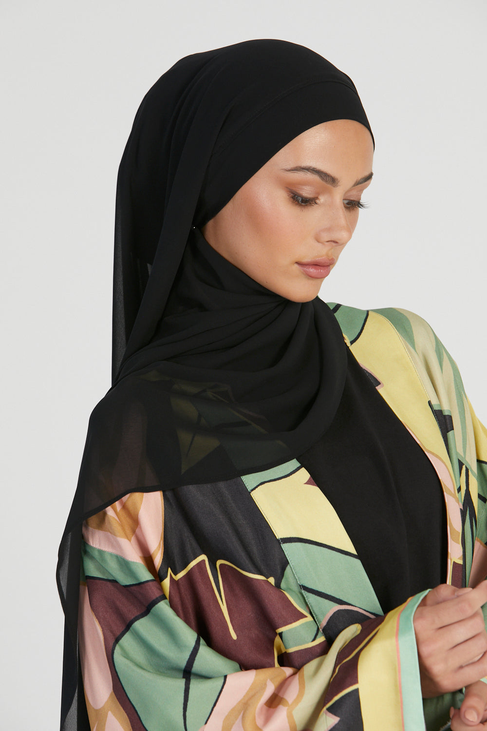Hijab Mousseline Instantané Premium - Noir