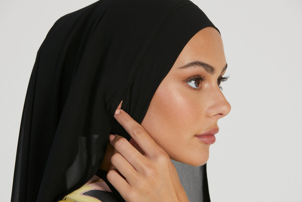 Hijab Mousseline Instantané Premium - Noir