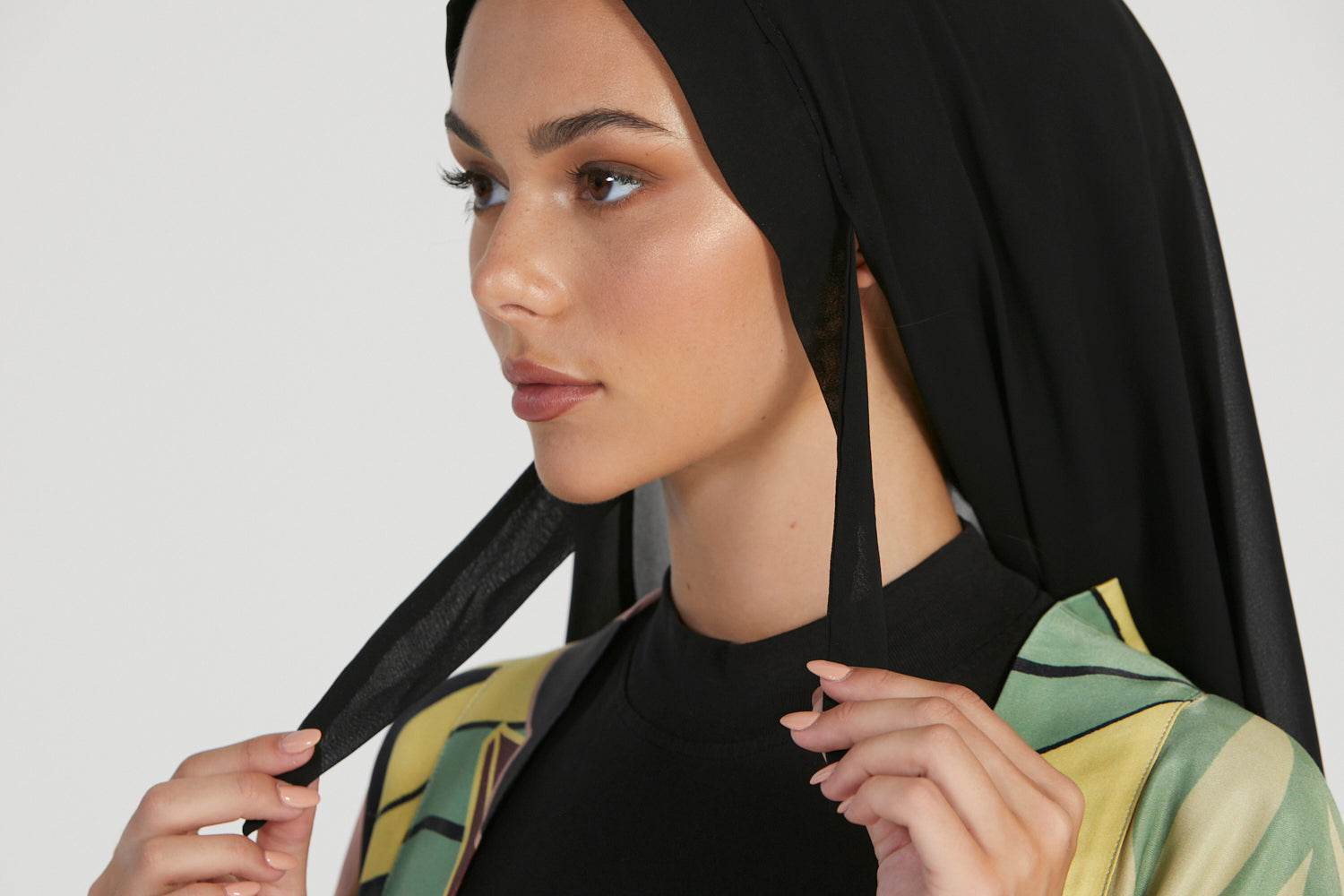 Hijab Mousseline Instantané Premium - Noir