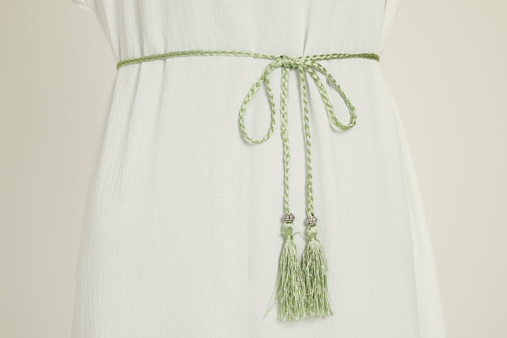 Ceinture Corde Tressée à Glands Slim - Menthe