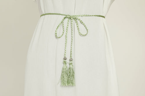 Ceinture Corde Tressée à Glands Slim - Menthe