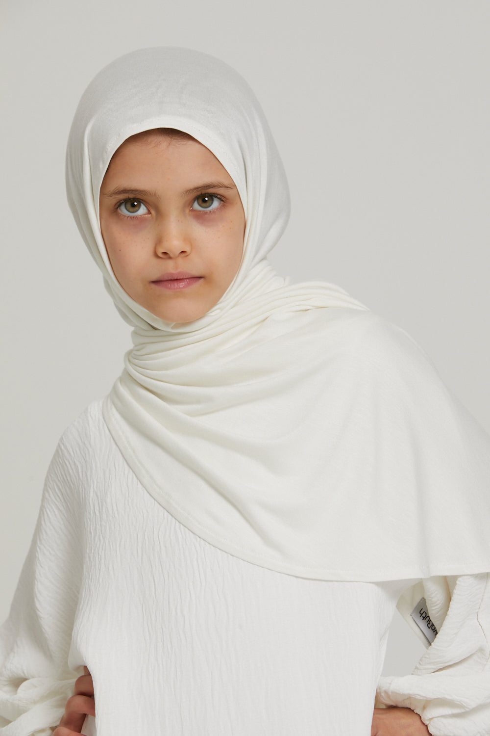 Hijab Jersey Instantané Filles Junior - Blanc Ivoire