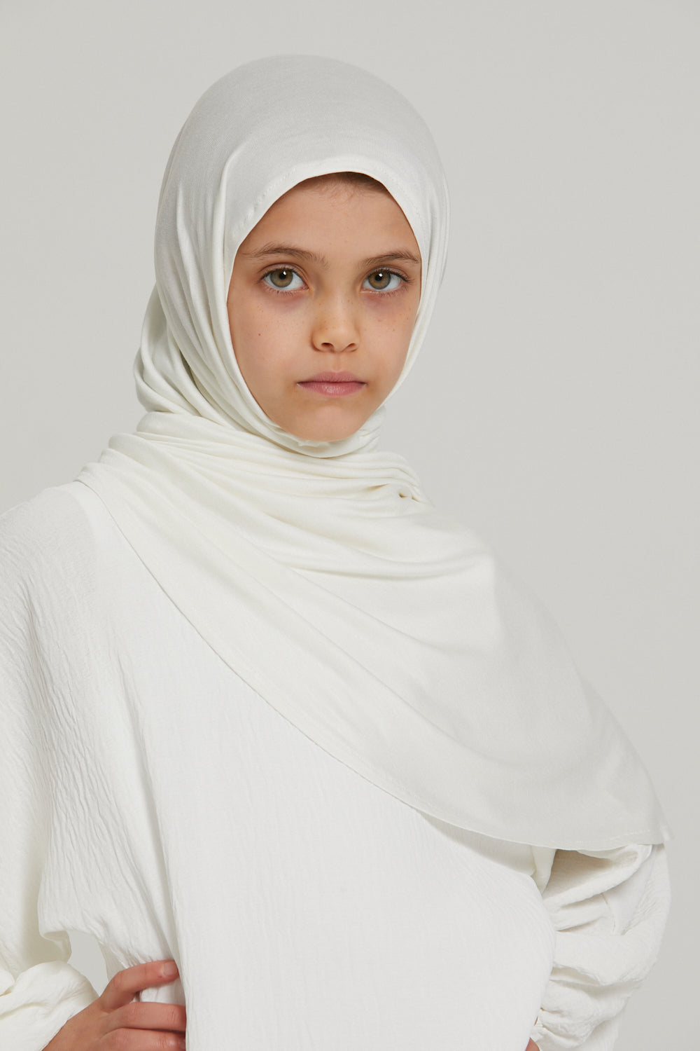 Hijab Jersey Instantané Filles Junior - Blanc Ivoire