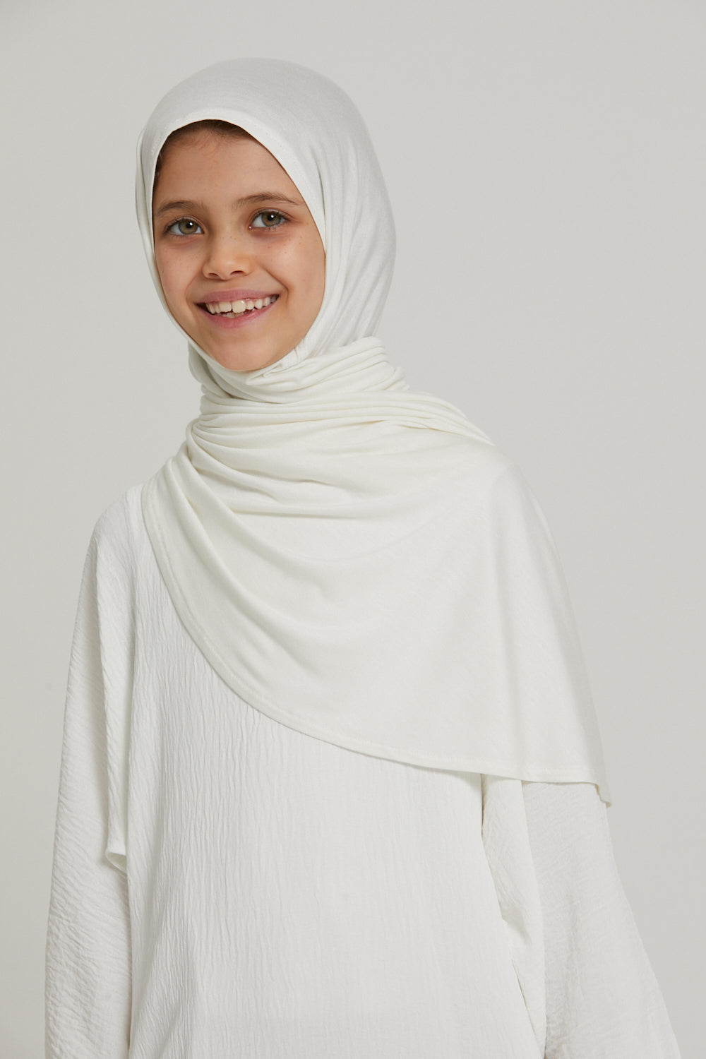 Hijab Jersey Instantané Filles Junior - Blanc Ivoire