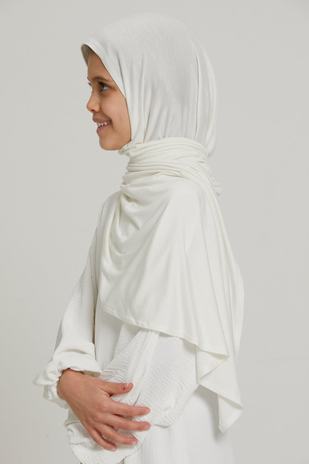 Hijab Jersey Instantané Filles Junior - Blanc Ivoire