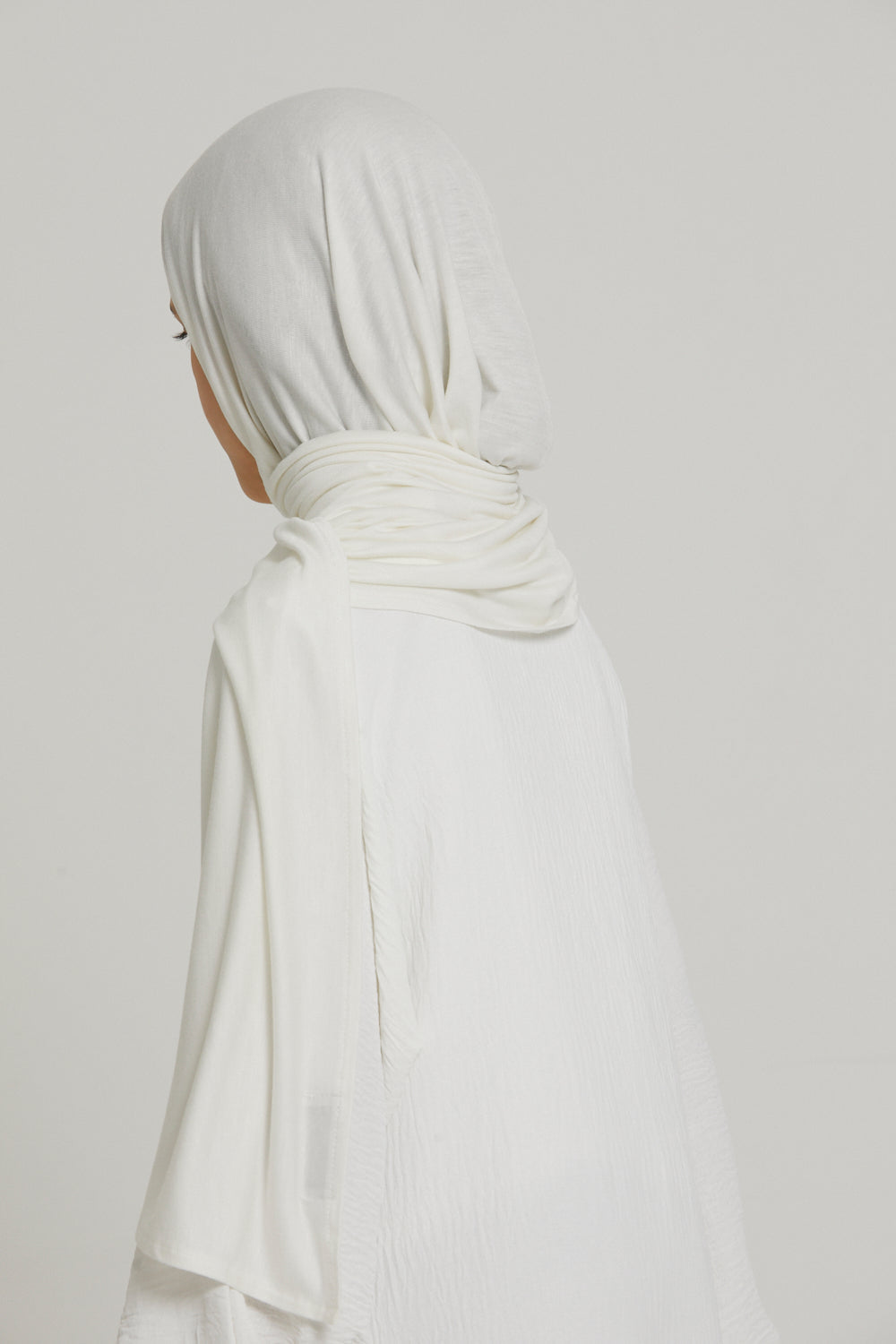 Hijab Jersey Instantané Filles Junior - Blanc Ivoire
