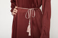 Ceinture Corde Tressée à Glands Slim - Rose Poudré