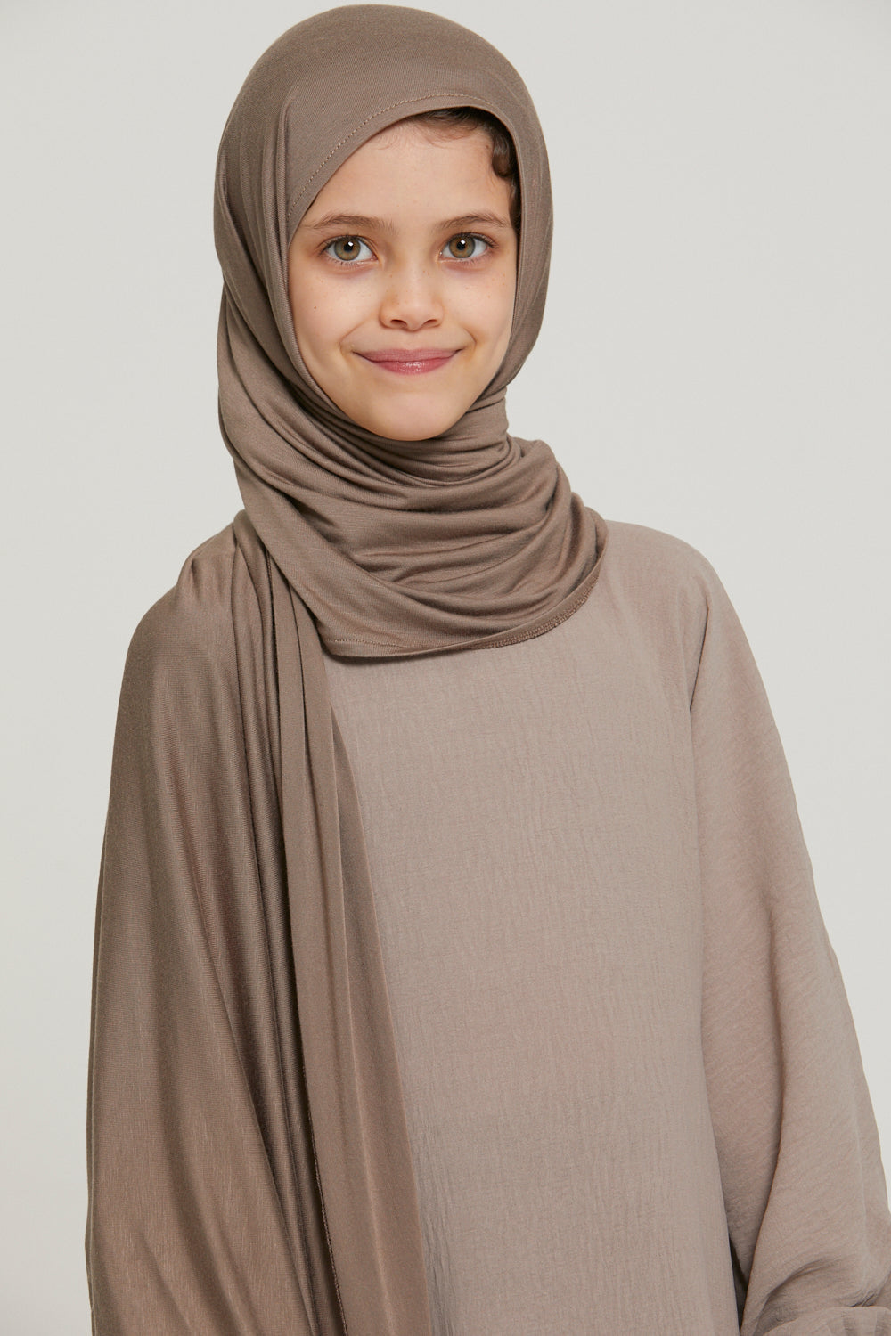 Hijab Jersey Instantané Filles Junior - Café au Lait