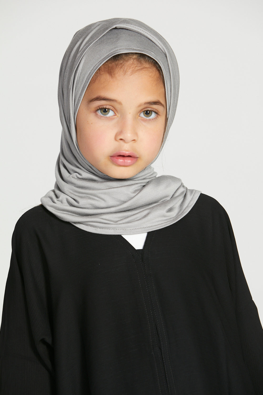 Hijab Jersey Instantané Premium Filles Junior - Gris Argenté