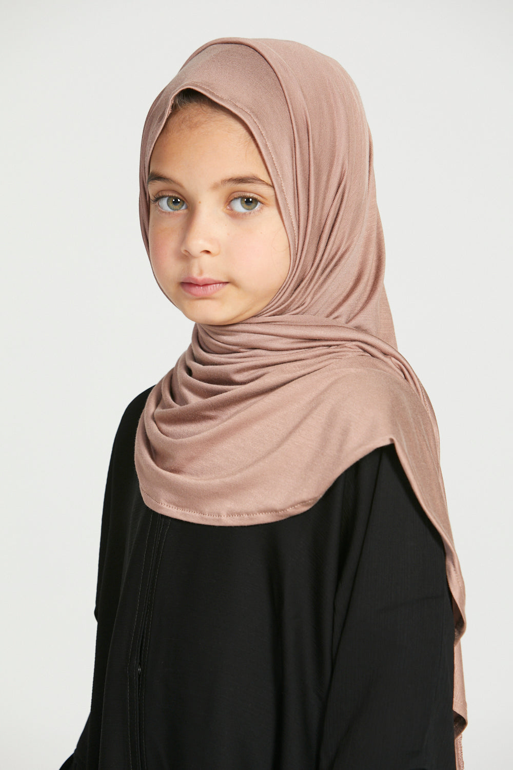 Hijab Jersey Instantané Premium Filles Junior - Taupe Poudré