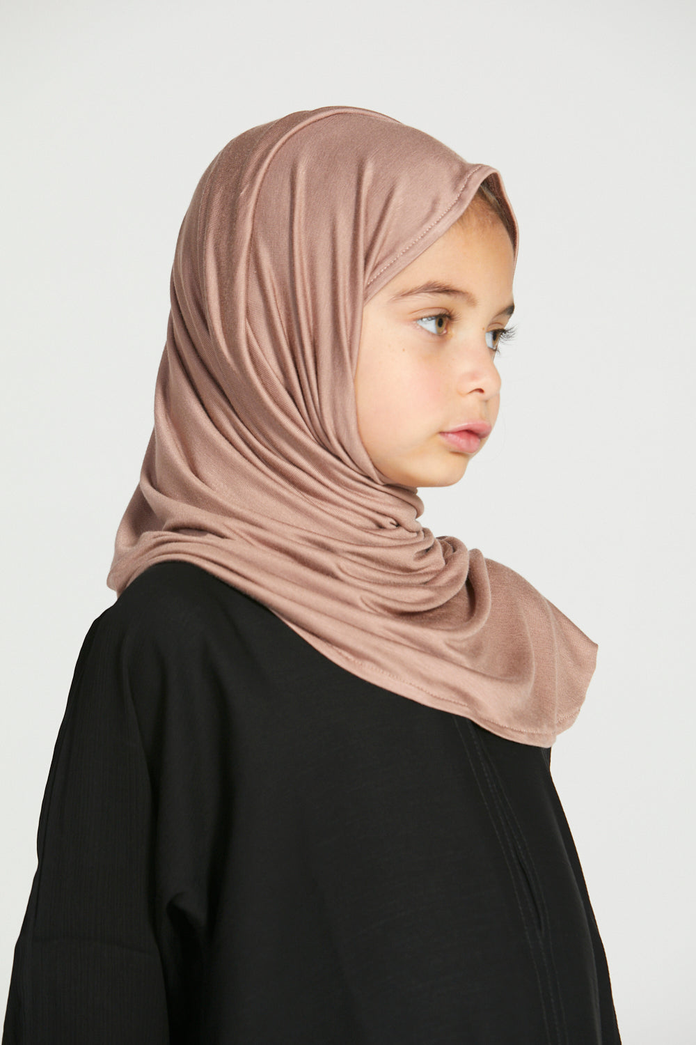 Hijab Jersey Instantané Premium Filles Junior - Taupe Poudré