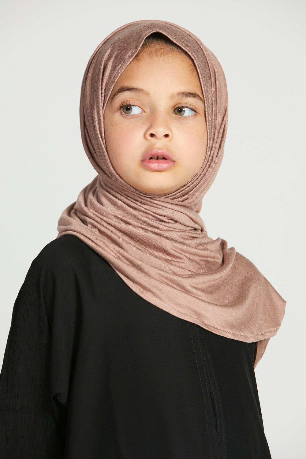Hijab Jersey Instantané Premium Filles Junior - Taupe Poudré