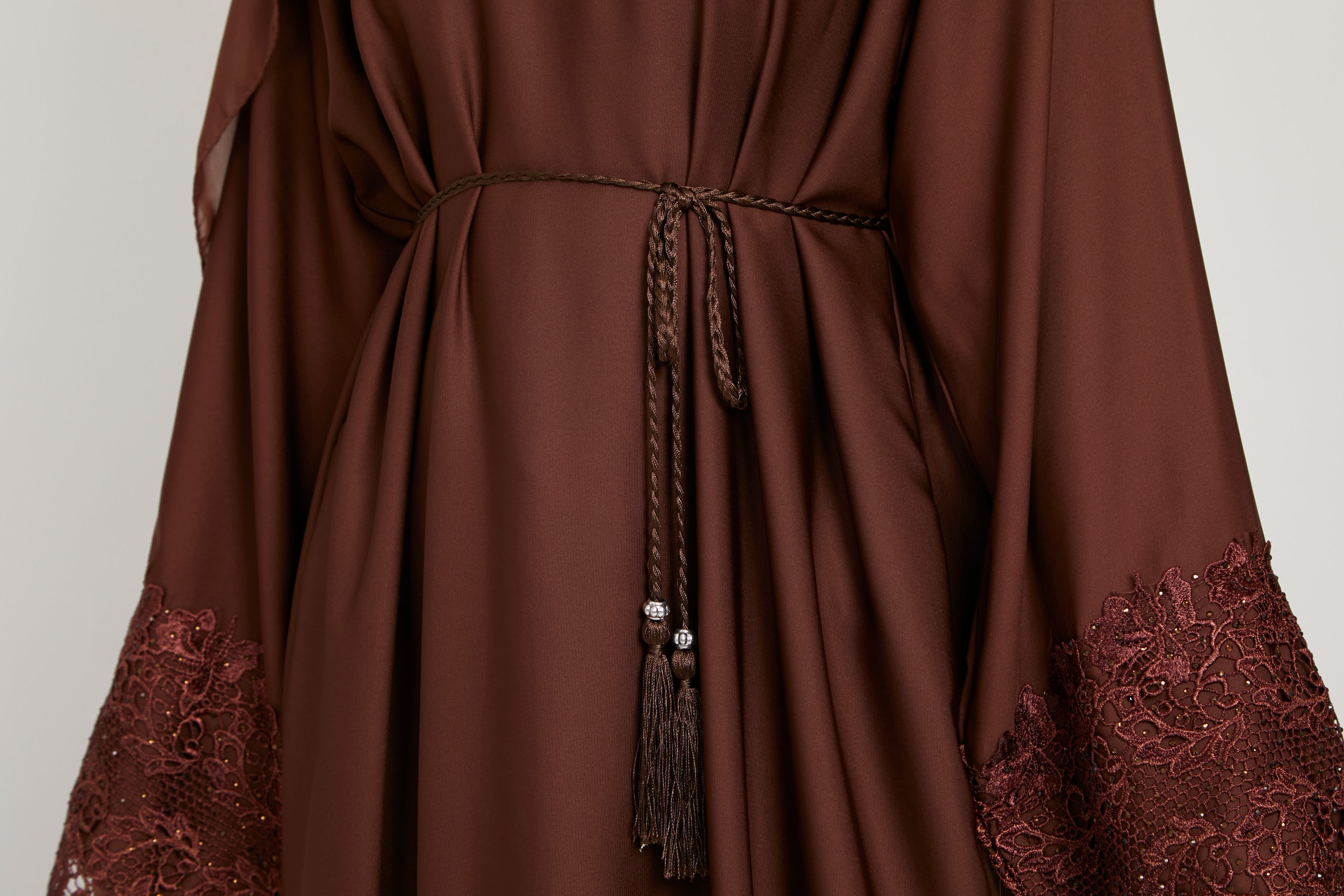 Ceinture Corde Tressée à Glands Slim - Marron Chocolat