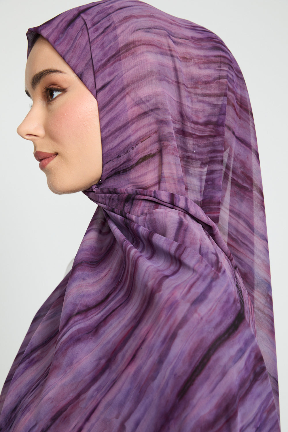 Hijab Mousseline Tie Dye Luxe - Orchidée Fumée - ÉDITION LIMITÉE