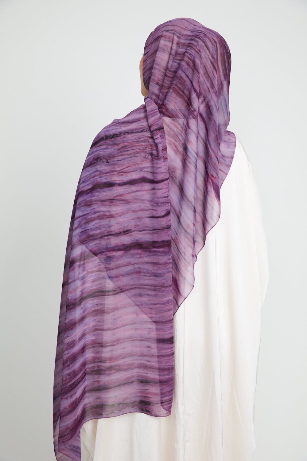 Hijab Mousseline Tie Dye Luxe - Orchidée Fumée - ÉDITION LIMITÉE