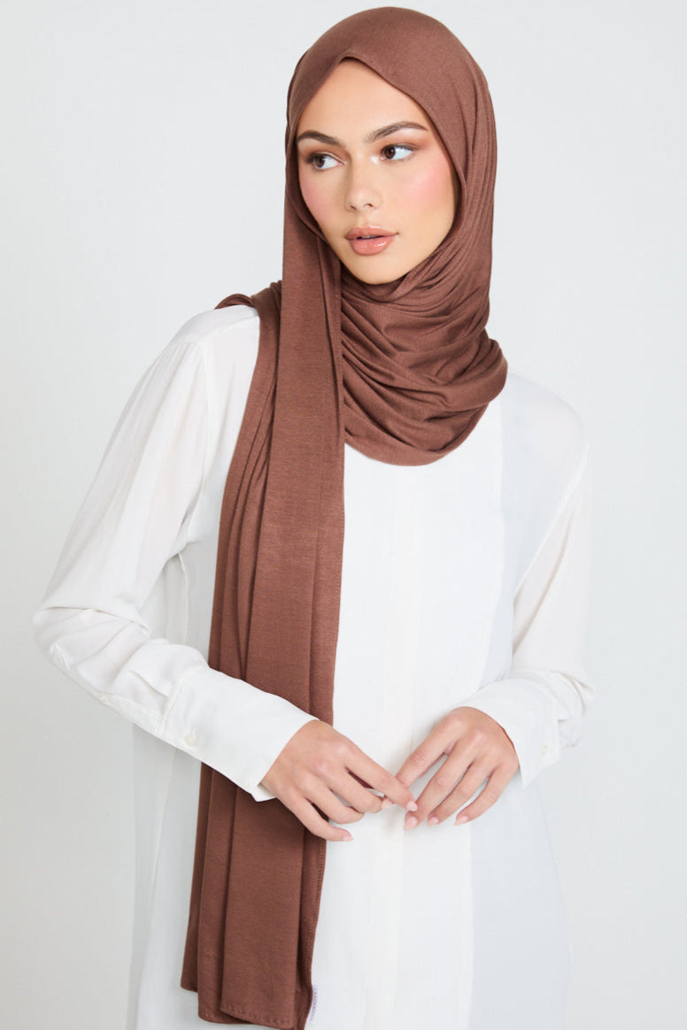 Hijab Jersey Châtaigne Fumée