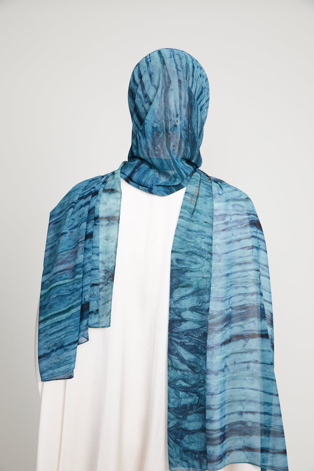Hijab Mousseline Tie Dye Luxe - Voile Océan - ÉDITION LIMITÉE