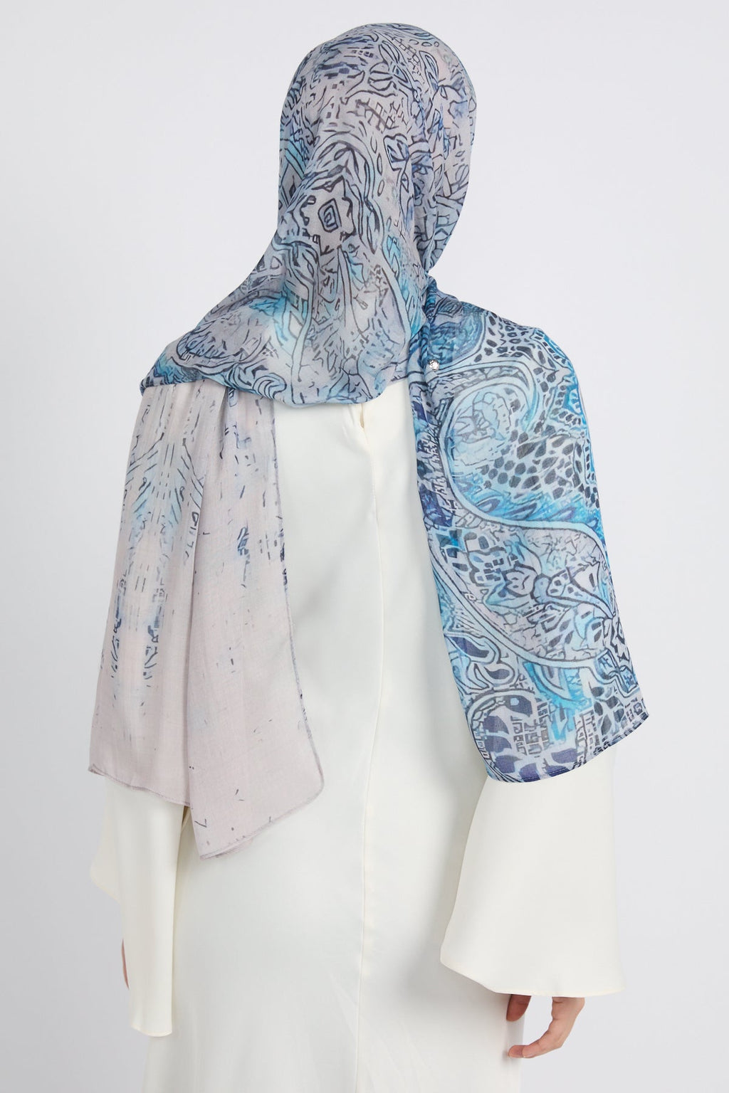 Hijab Modal Imprimé Premium - Mosaïque Saphir