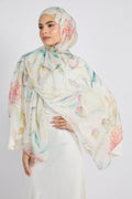Hijab Modal Imprimé Premium - Brume Botanique