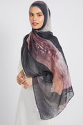 Hijab Modal Imprimé Premium - Encre Crépusculaire