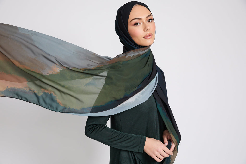 Hijab Imprimé Luxe - Mirage Céleste - ÉDITION LIMITÉE
