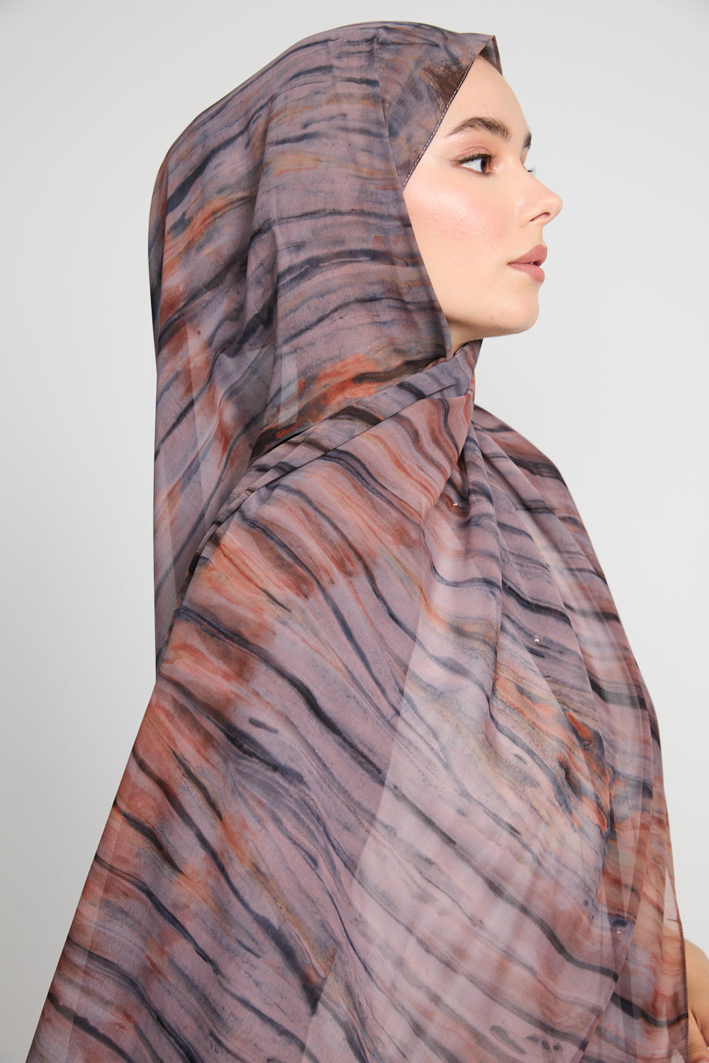 Hijab Mousseline Tie Dye Luxe - Coucher de Soleil Noir - ÉDITION LIMITÉE