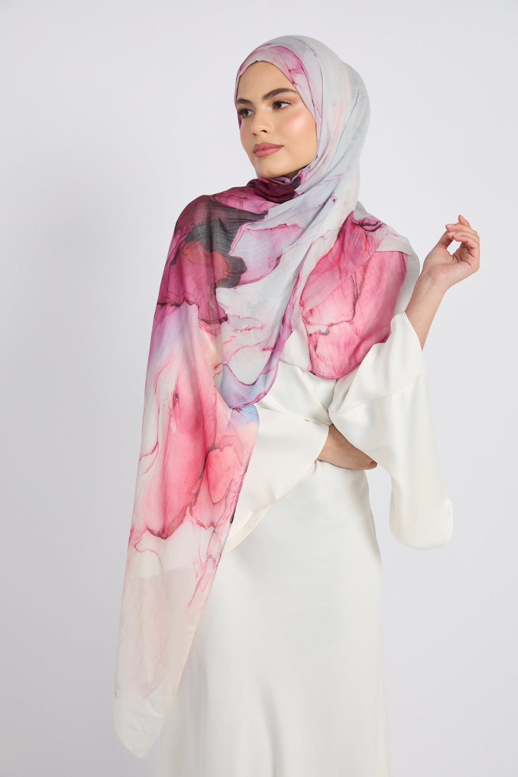 Hijab Modal Imprimé Premium - Courant Rose