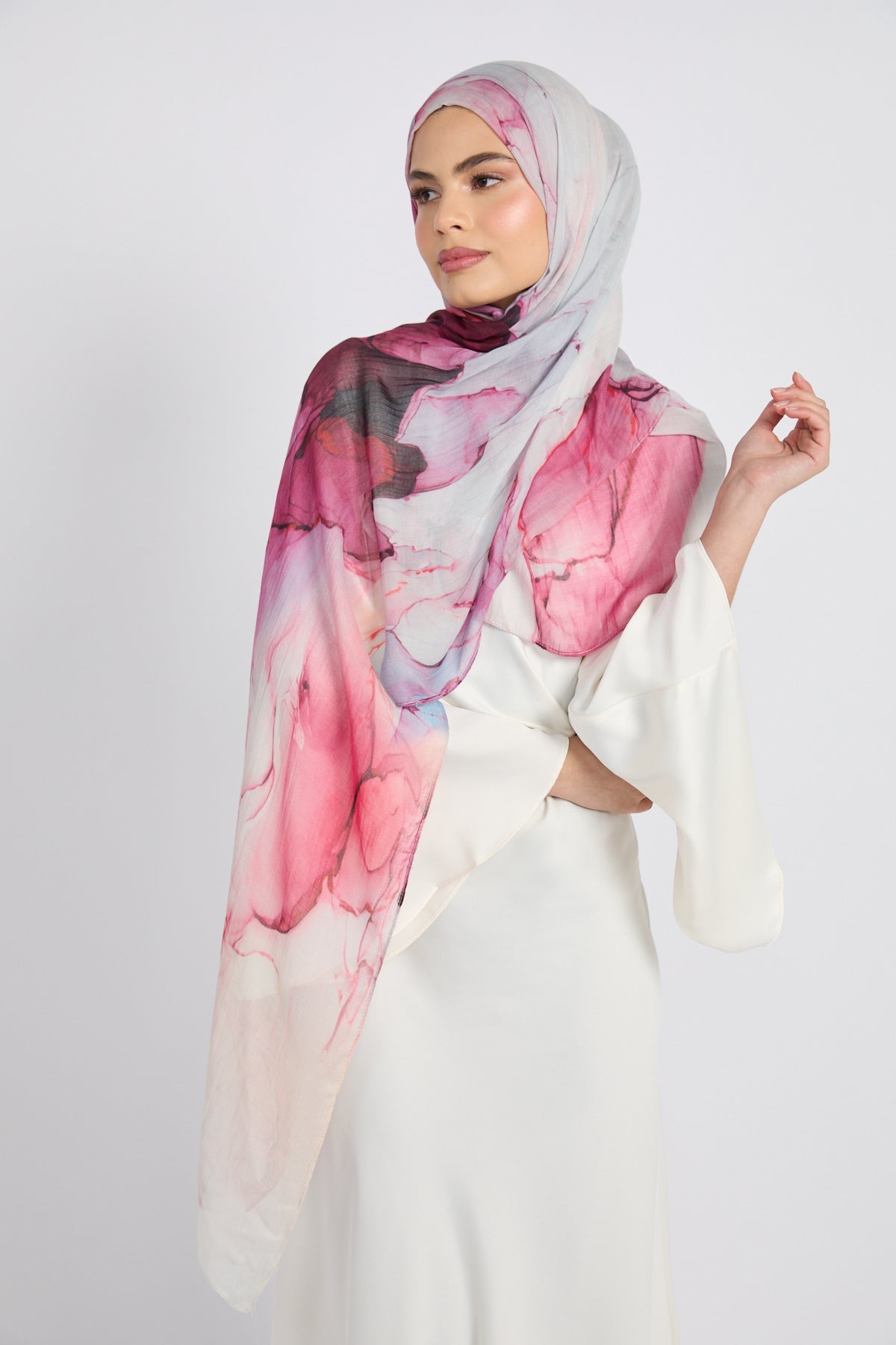 Hijab Modal Imprimé Premium - Courant Rose