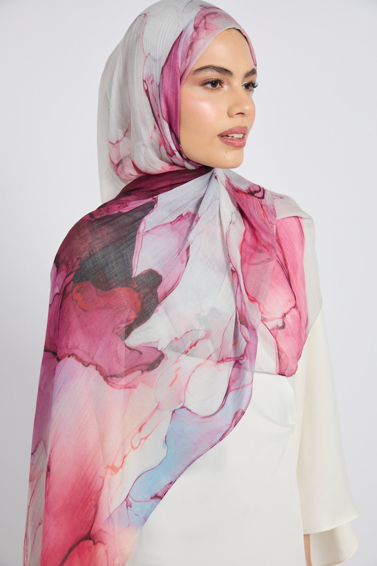 Hijab Modal Imprimé Premium - Courant Rose