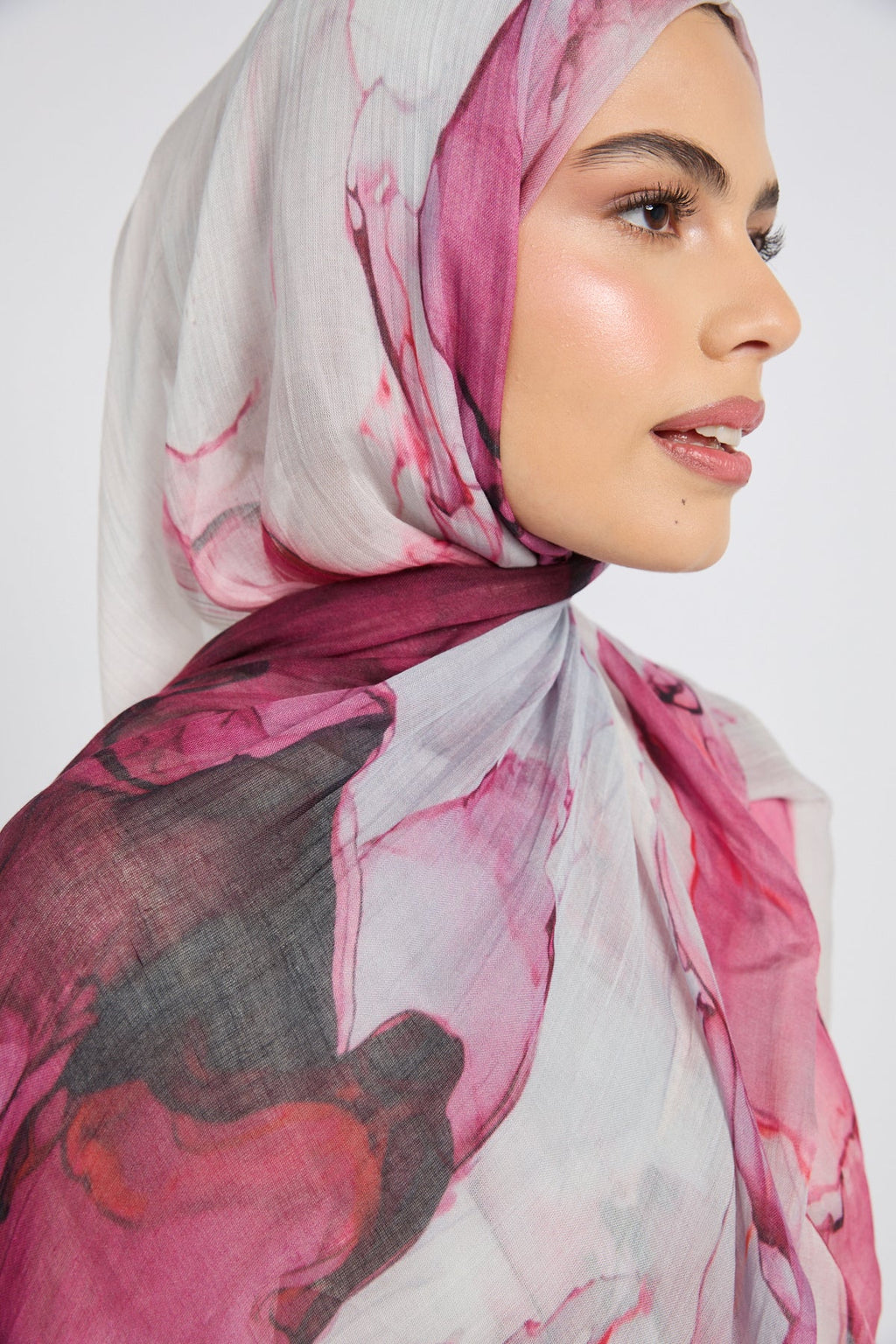 Hijab Modal Imprimé Premium - Courant Rose