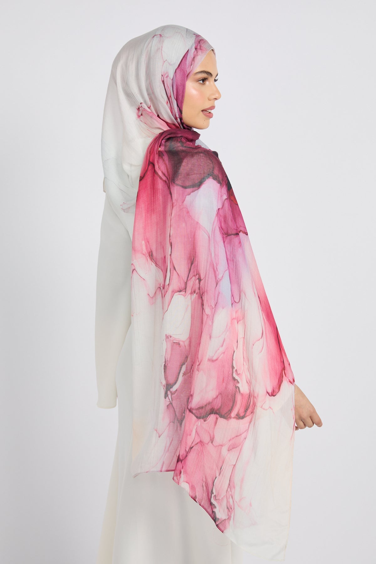 Hijab Modal Imprimé Premium - Courant Rose