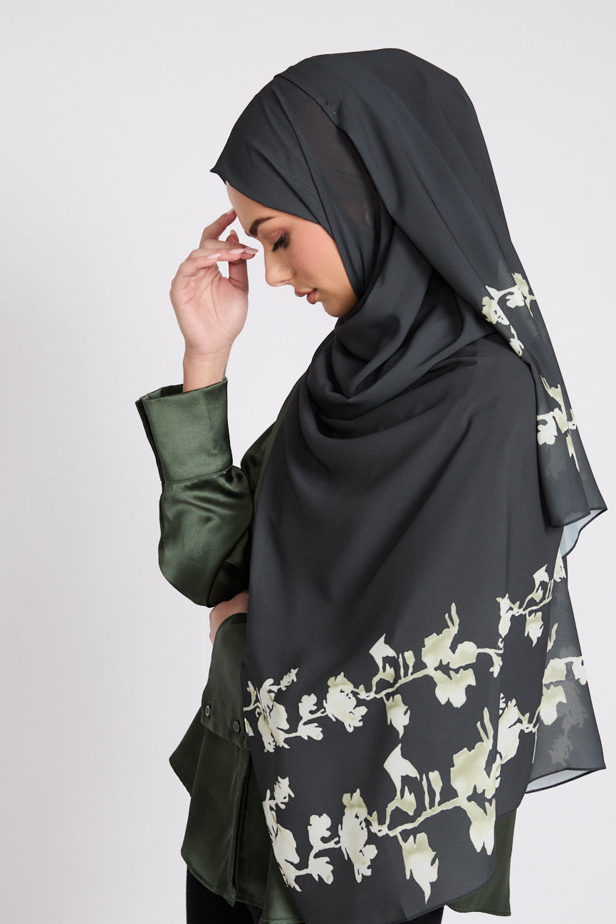 Hijab Imprimé Luxe - Vigne Enchantée - ÉDITION LIMITÉE