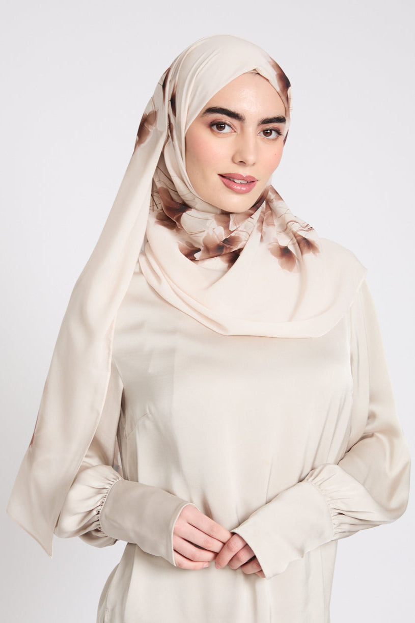 Hijab Imprimé Luxe - Crépuscule Fleuri - ÉDITION LIMITÉE