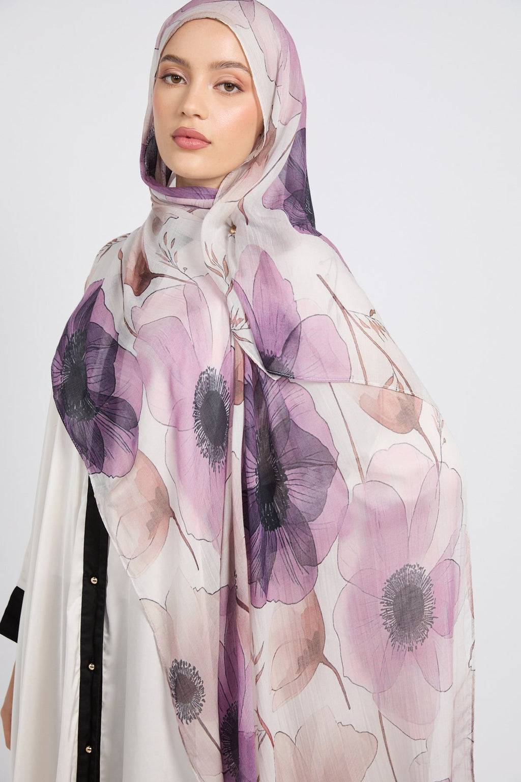 Hijab Modal Imprimé Premium - Floraison Lilas