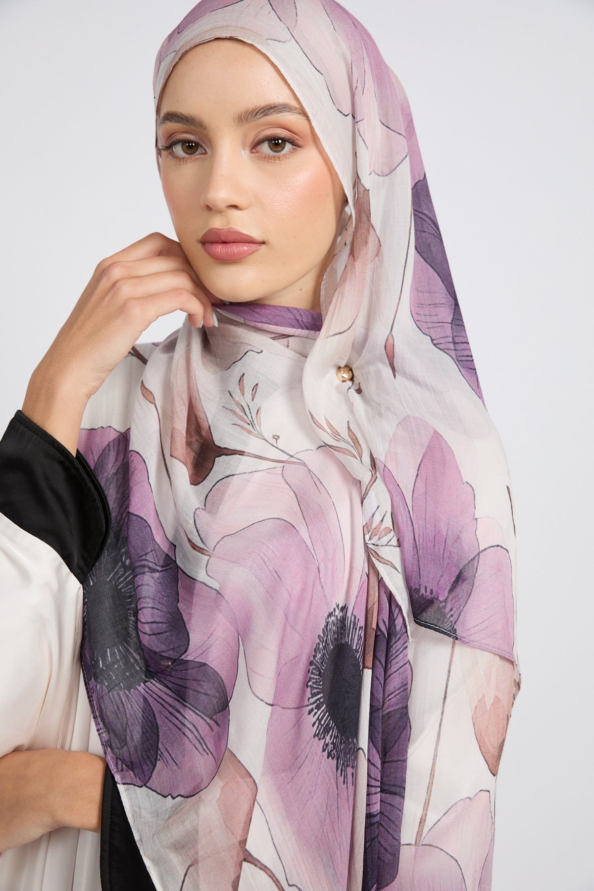 Hijab Modal Imprimé Premium - Floraison Lilas