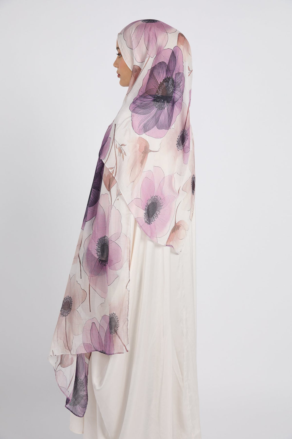Hijab Modal Imprimé Premium - Floraison Lilas