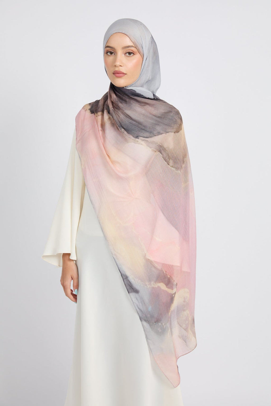 Hijab Modal Imprimé Premium - Crépuscule Rosé