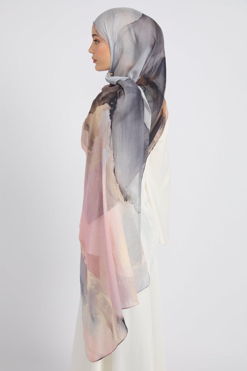 Hijab Modal Imprimé Premium - Crépuscule Rosé