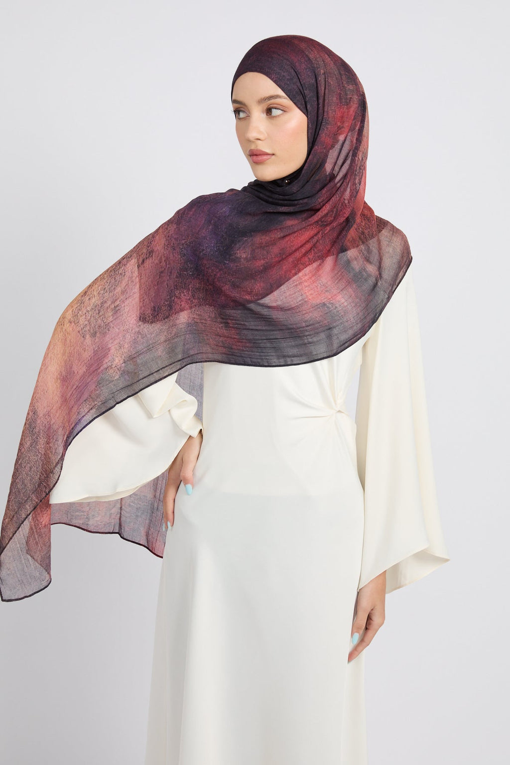 Hijab Modal Imprimé Premium - Éclipse Mûre