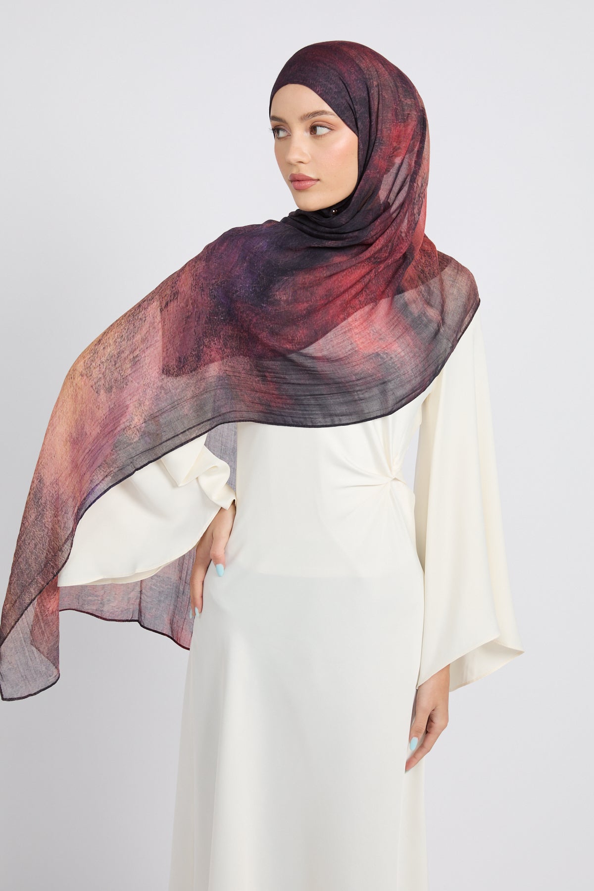 Hijab Modal Imprimé Premium - Éclipse Mûre