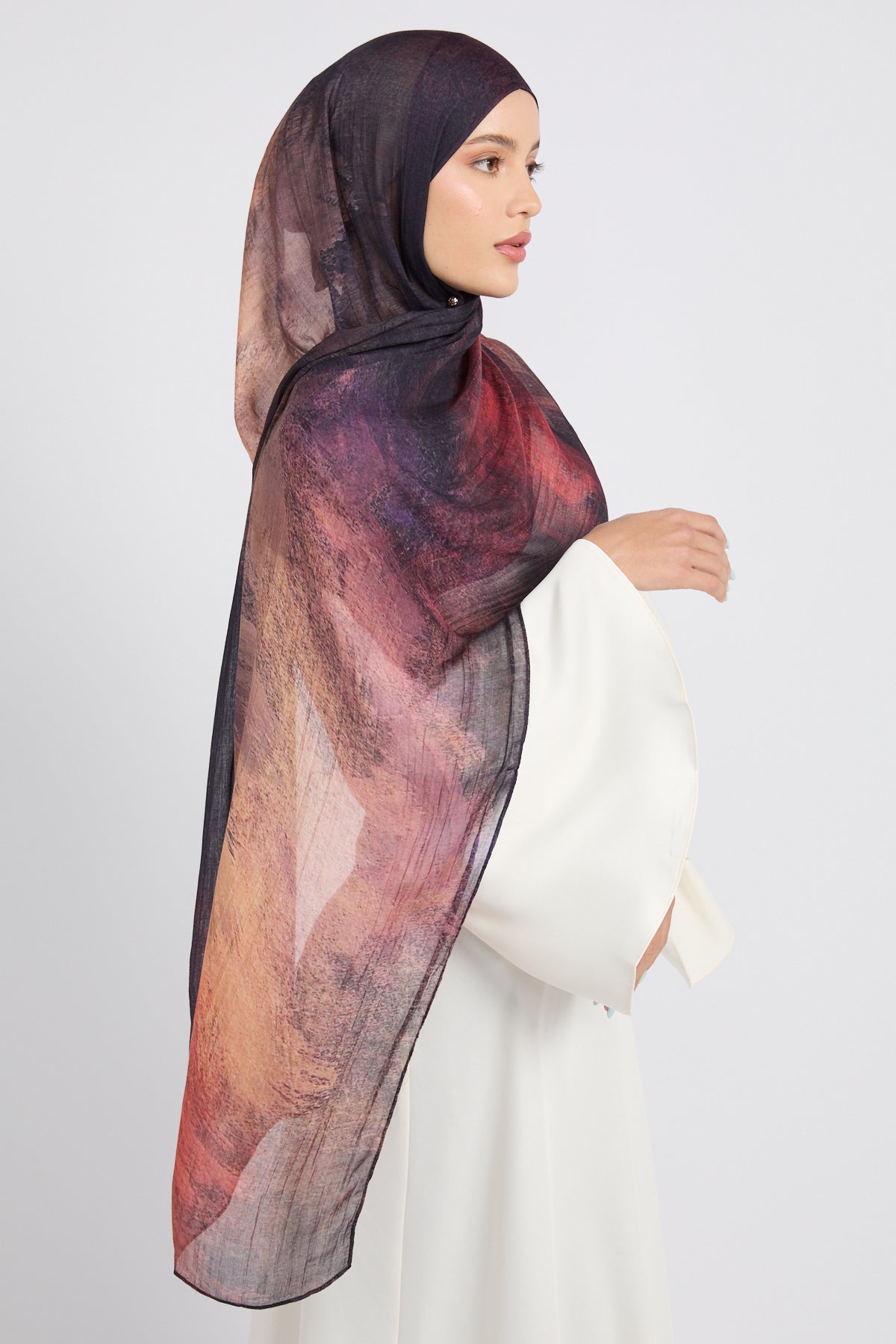Hijab Modal Imprimé Premium - Éclipse Mûre