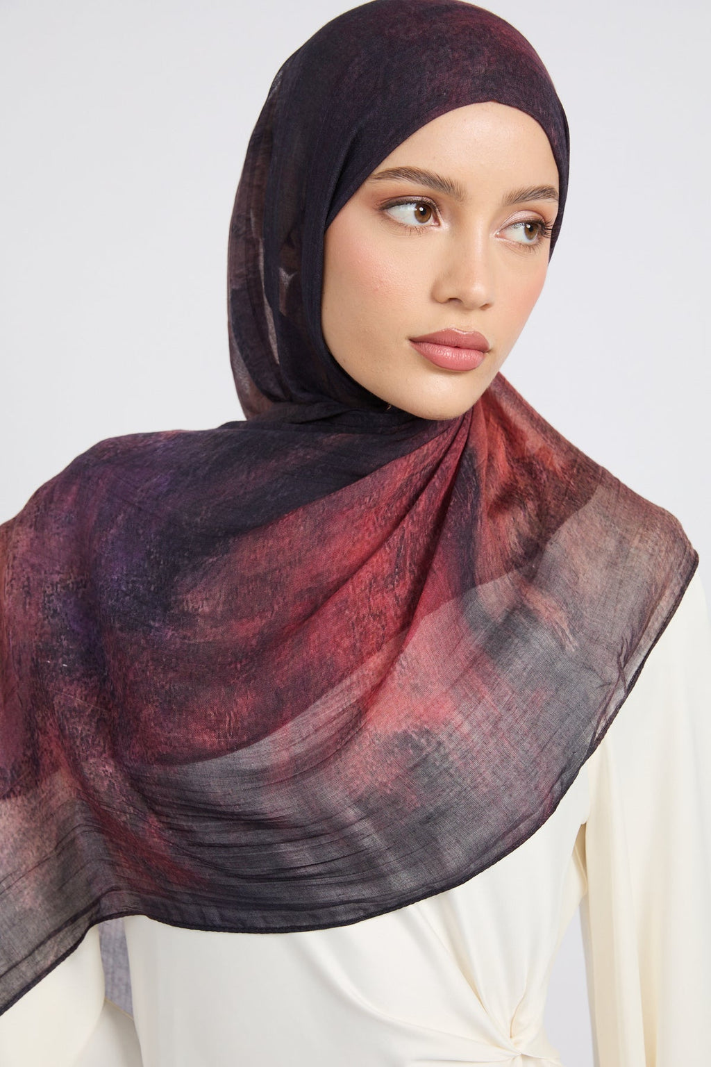 Hijab Modal Imprimé Premium - Éclipse Mûre