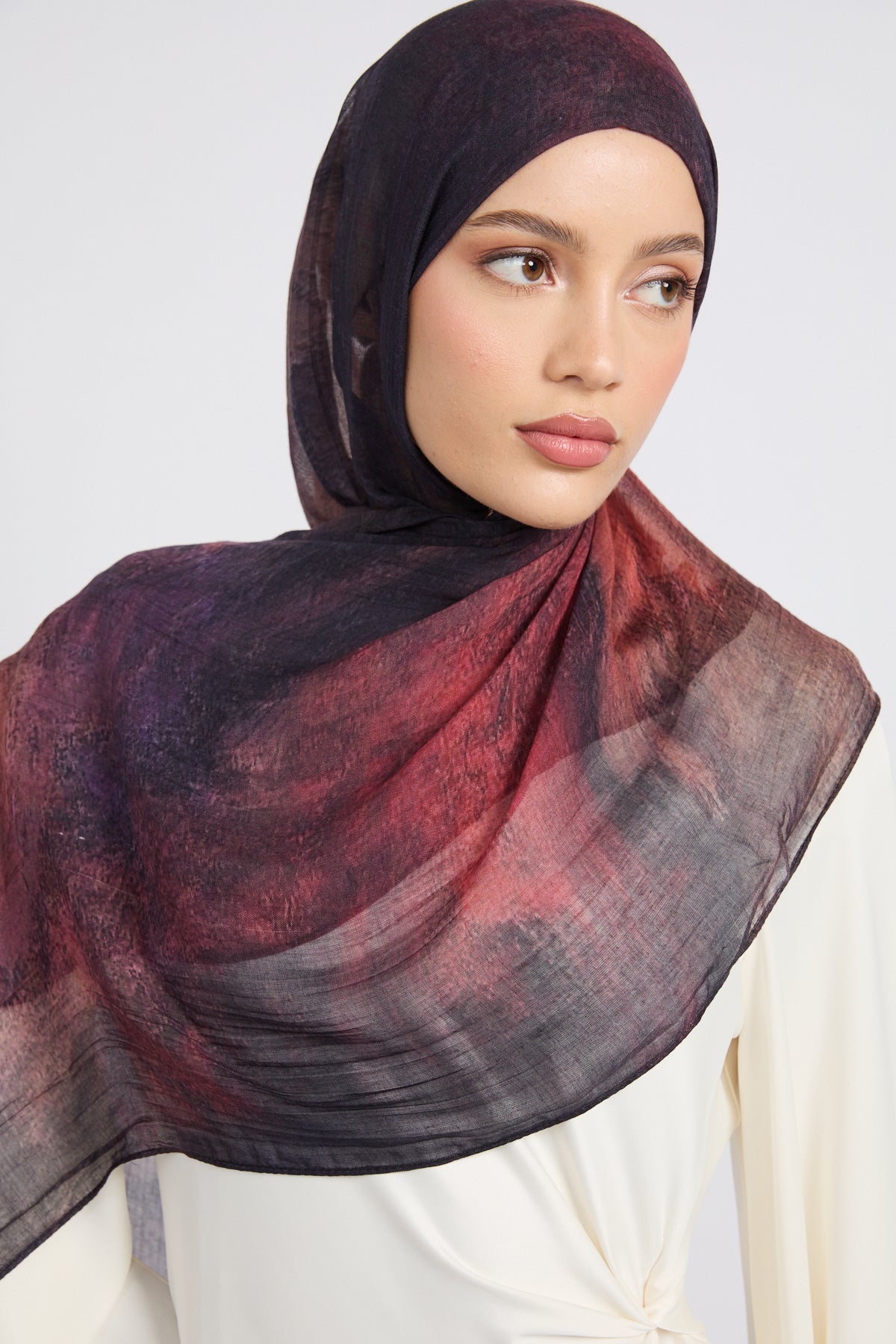 Hijab Modal Imprimé Premium - Éclipse Mûre