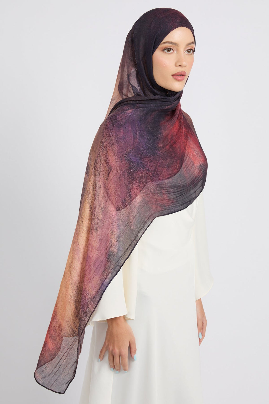 Hijab Modal Imprimé Premium - Éclipse Mûre
